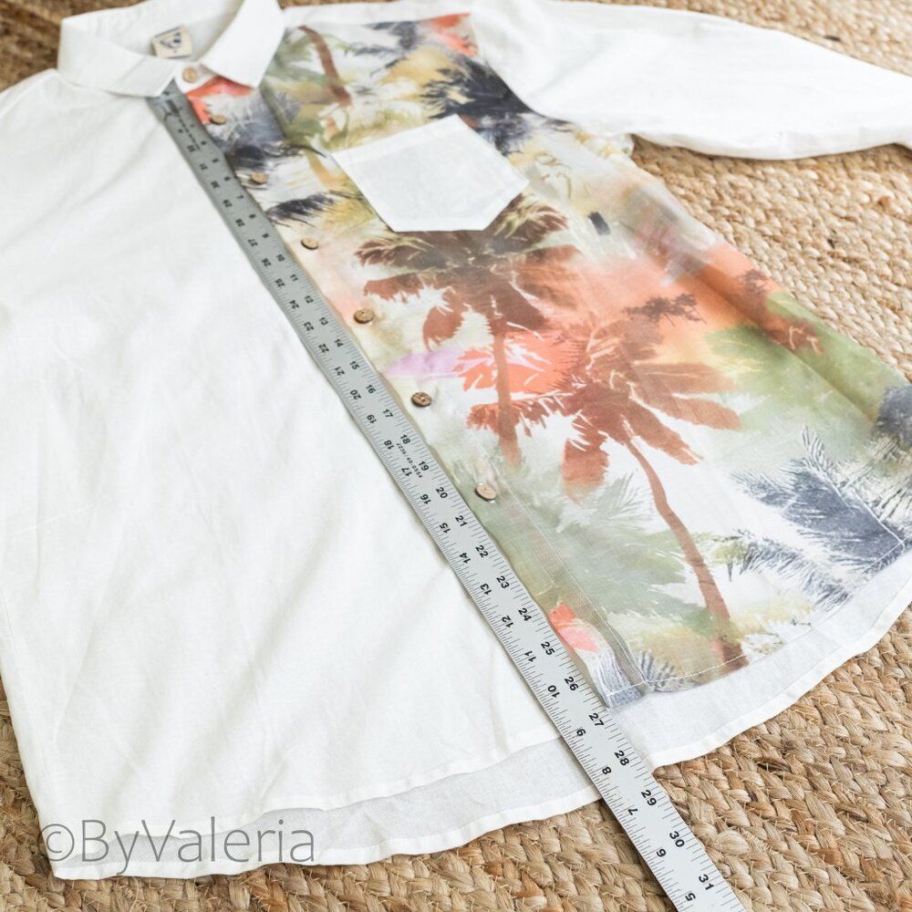 2 Hardaddy 100% Cotton Button Up M Long Sleeve Shirts Palm Tree Tropical Resort - Picture 12 of 16